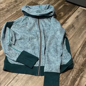 Lululemon Gray and Green Zip-Up Hoodie